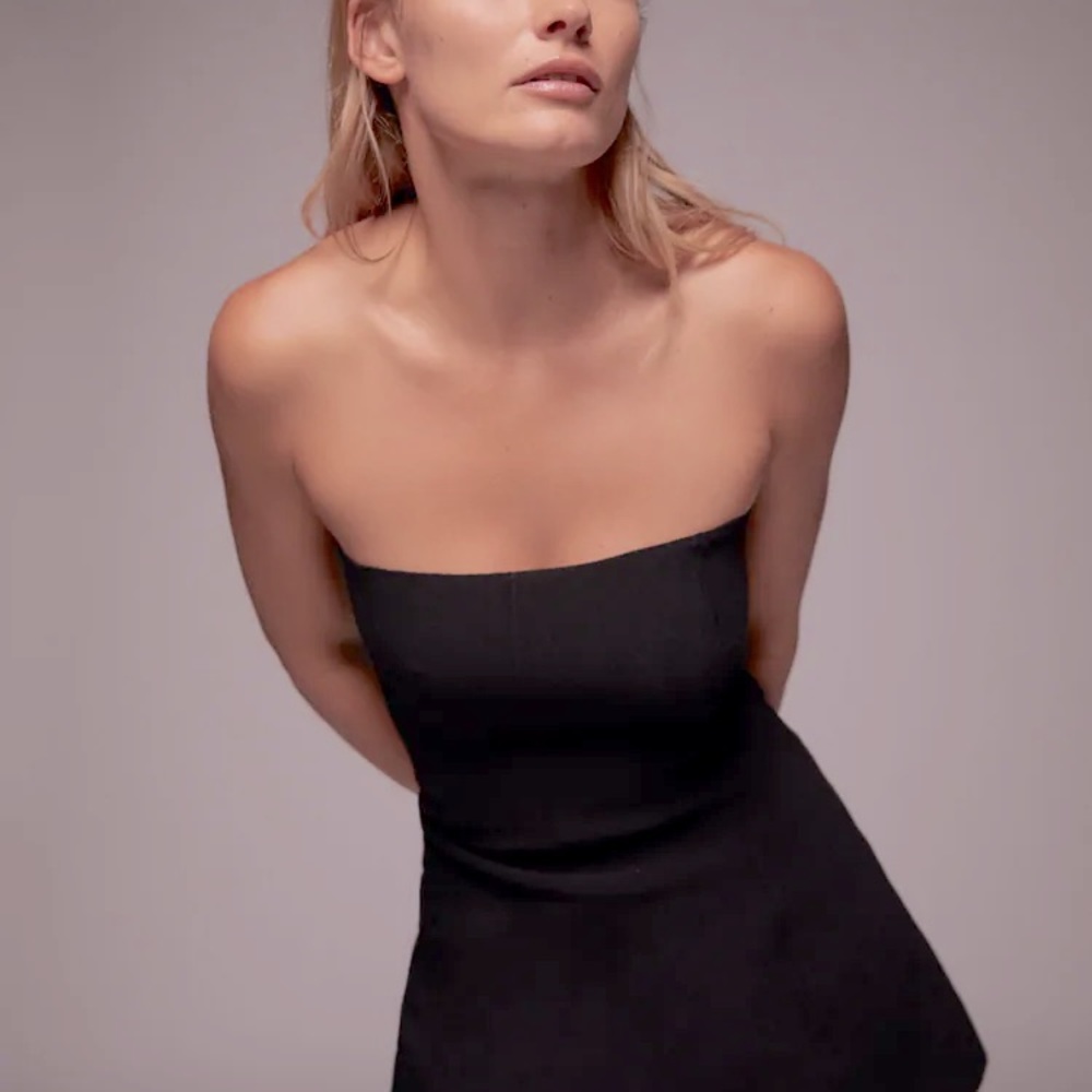 Zara Knit Black Peplum Tube Top Sleeveless XS